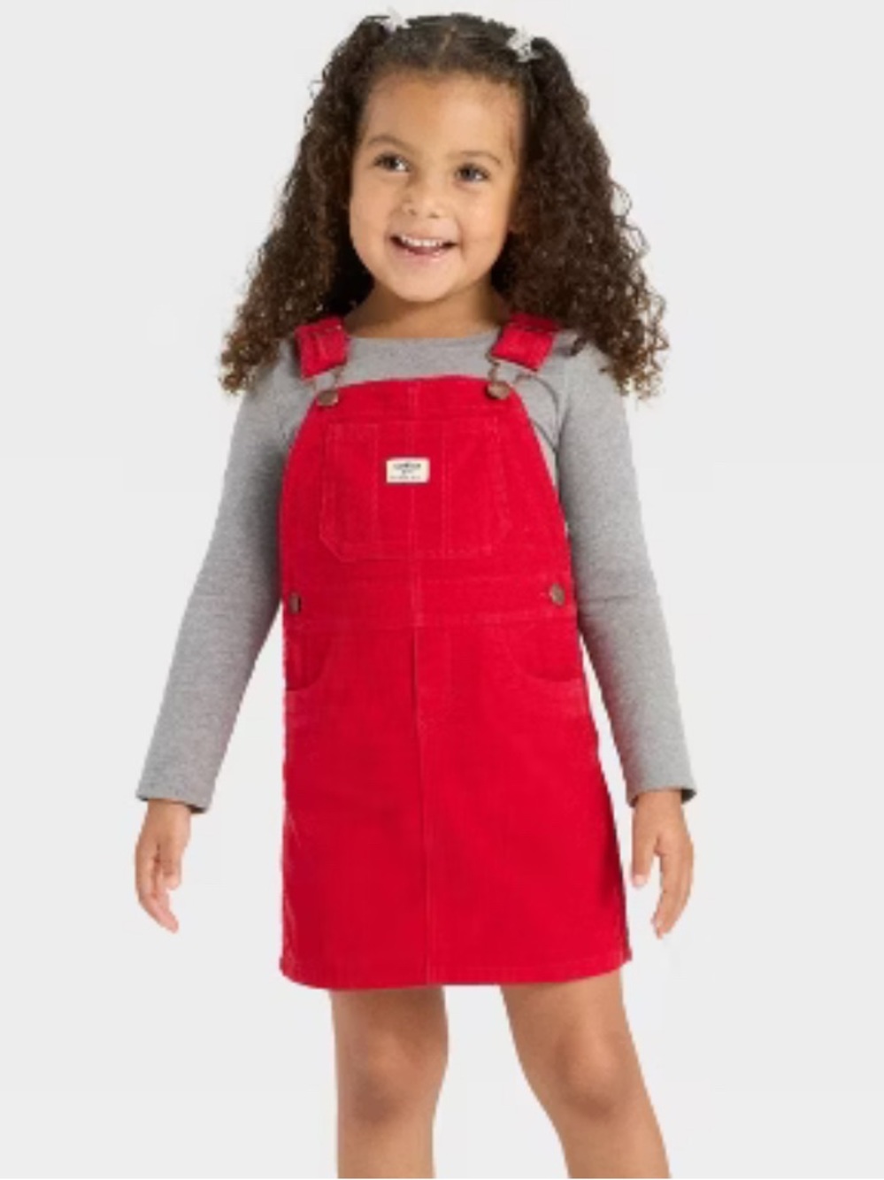 OshKosh B'gosh Girls' Red Corduroy Overall Pinafore Dress